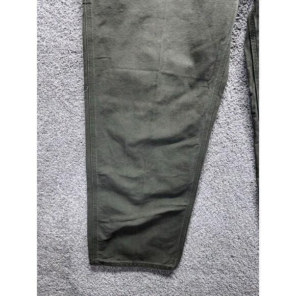 Carhartt Carpenter Dungaree Work Pants B11MOS Green 42 x 32 Made In USA Firehose - Picture 3 of 10